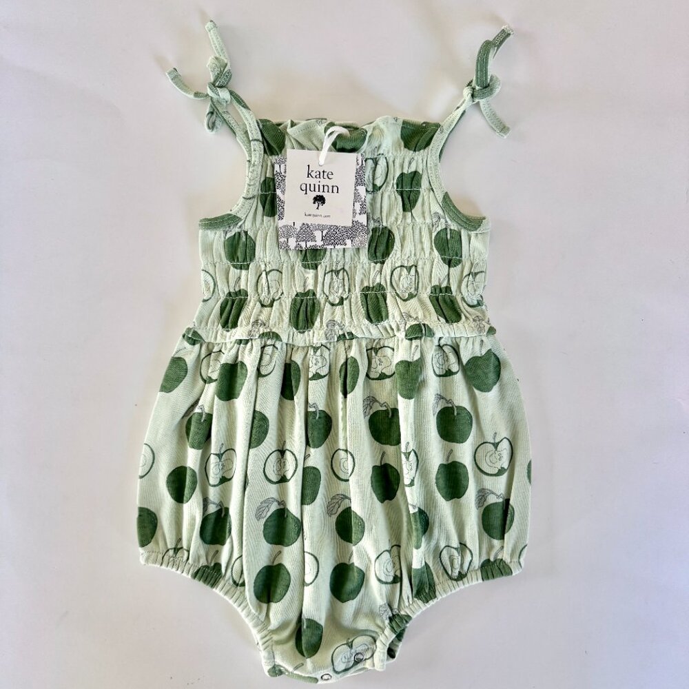 NWT Kate Quinn Bubble Romper Green Apple Print 12–18M